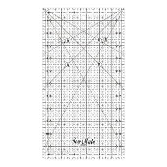 Rastrové pravítko na patchwork, látky DONWEI E6512-BK, černý popis, 6.5"x12" inch