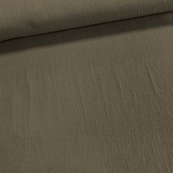Šatovka / fáčovina, mušelín DT-24021, jednobarevná khaki, š.140cm (látka v metráži)