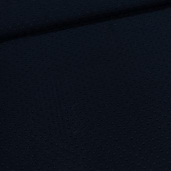 Šatovka polyesterová / šifon tmavě modrá, vytkávané puntíky, š.140cm (látka v metráži)