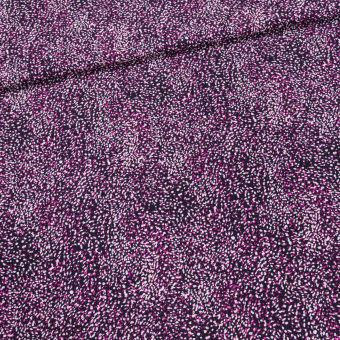 Šatovka viskózová  21065-008, růžové a bílé zrnka na černé, š.140cm (látka v metráži)