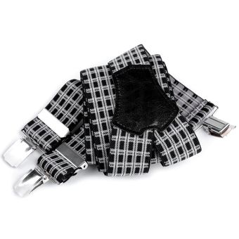 Šle pánské, délka 120cm, šíře 3,5cm, tvar Y, černo-bílé drobné káro, 650355/04