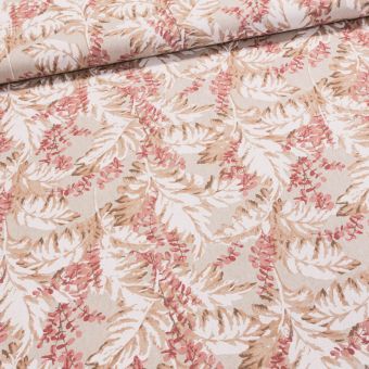 Směsové plátno 1.104530.1990.010, béžovo-vínové listy, š.140cm (látka v metráži)