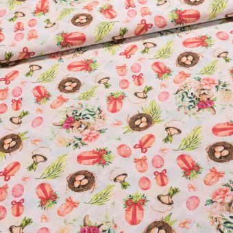 Směsové plátno 2023-E2 velikonoce, světlá červená, š.140cm (látka v metráži)