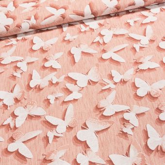 Směsové plátno BUTTER, lososový motýl, š.140cm (látka v metráži)