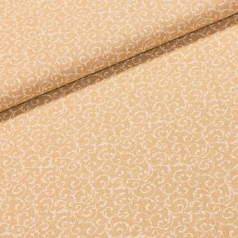Směsové plátno CAIRO 01-07, popínavé lístky na béžové, š.140cm (látka v metráži)