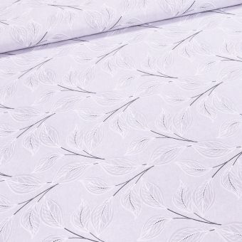 Směsové plátno NATE ŠEDÁ, listy, š.140cm (látka v metráži)