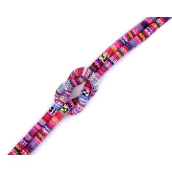 Šňůrka kulatá s výplní 310199/1, indiánský motiv, růžová, průměr 6mm (šňůra na metry)
