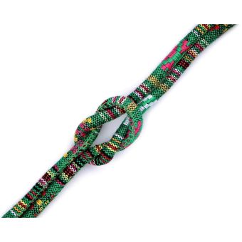 Šňůrka kulatá s výplní 310199/3, indiánský motiv, zelená, průměr 6mm (šňůra na metry)