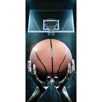 Sportovní plážová osuška BASKETBALL, tmavě modrá, froté, 70x140cm
