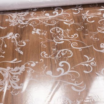 Ubrus PVC průhledný 29E/29, bílý ornament, š.140cm (metráž)