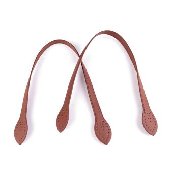 Ucha na kabelku (tašku), 900521/2 jednobarevná, hnědá koňak, koženková, délka 50cm, 2ks