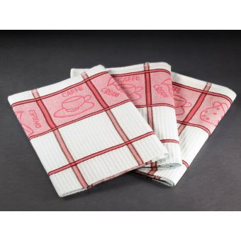 Kuchyňské utěrky EGYPTSKÁ BAVLNA 12, červené káro se vzorem, 3 kusy, 50x70cm