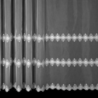 Voálová záclona V807 vyšívaný plastický vzor, bílá, výška 170cm (v metráži)