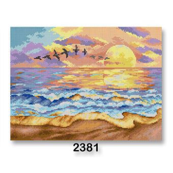 Vyšívací předloha, obrázek na vyšívání 70243/2381, moře, modro-béžová, 30x40cm