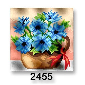 Vyšívací předloha, obrázek na vyšívání 70244/2455, květiny 11, modrá, 15x15cm