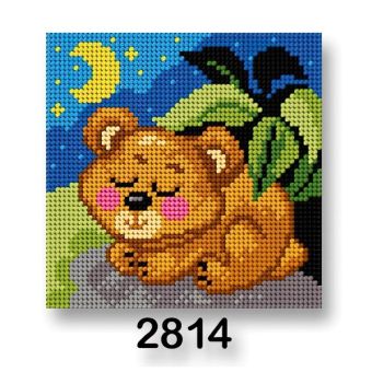 Vyšívací předloha, obrázek na vyšívání 70244/2814 medvídek 4, modrá, 15x15cm