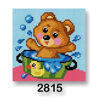 Vyšívací předloha, obrázek na vyšívání 70244/2815 medvídek 3, modrá, 15x15cm