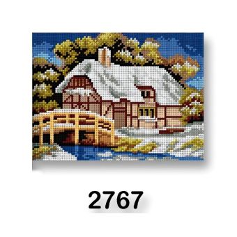 Vyšívací předloha, obrázek na vyšívání 70246/2767 dům zima 2, bílá, 18x24cm