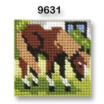 Vyšívací sada s předtištěným motivem 70264/9631 koník, zelená, 10,5x10,5cm