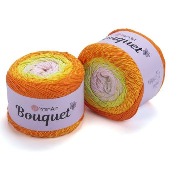 Pletací / háčkovací příze YarnArt BOUQUET 714 oranžovo-zeleno-světle růžová, melírovaná, ombré, duhová, 250g/500m