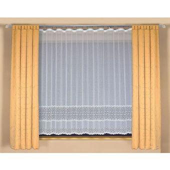 Žakárová záclona A3891 drobné vlnky, s bordurou, bílá (více výšek, v metráži)