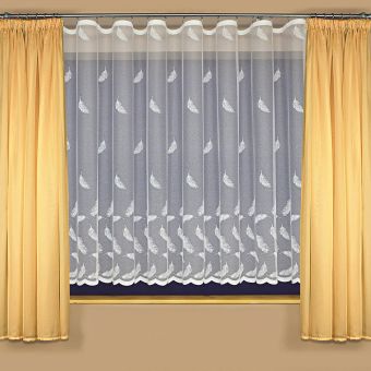 Žakárová záclona A3911 peříčka, s bordurou, bílá (více výšek, v metráži)