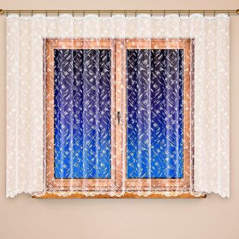 Žakárová záclona NISA geometrický vzor, s bordurou, bílá, výška 120cm (v metráži)