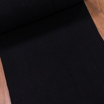 Žebrovaný bavlněný úplet 4996 0069 široký proužek, černý, š.35cm, (látka v metráži)