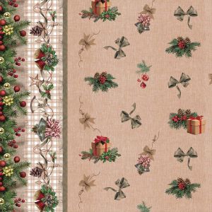 Ubrus PVC s textilním podkladem vánoční 1741-02 Vánoční štola režná, š.140cm