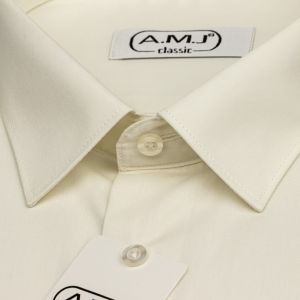 Pánská košile AMJ jednobarevná JK016, smetanová, krátký rukáv