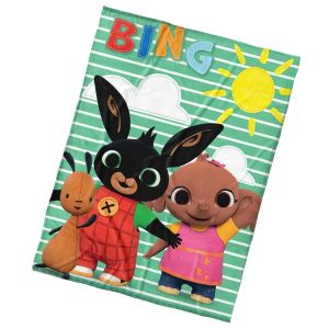 Dětská deka z mikrovlákna (coral fleece) ZAJÍČEK BING SLUNÍČKOVÝ DEN, zelená, 110x140cm