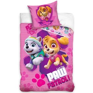 Povlečení dětské TLAPKOVÁ PATROLA ODVÁŽNÉ ZÁCHRANÁŘKY, růžové, mikroplyš, 140x200cm + 70x90cm