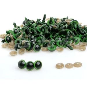 Bezpečnostní oči, jednobarevné zelené, průměr 12mm 