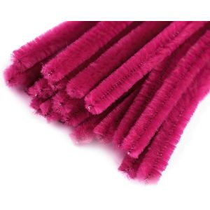 Chlupatý modelovací drát 160281/17, jednobarevná tmavě fuchsiová, průměr 6mm, délka 30cm, (1 balení, 20 kusů)