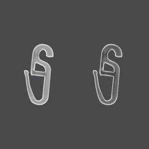 Háček na záclony na kroužky, mléčný, velikost 15x34mm, průměr kroužku 5mm