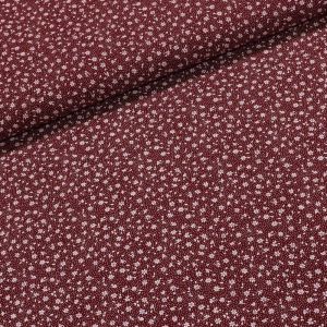 Bavlněné plátno Valerie VA002/15 bílé květinky na bordó, š.160cm (látka v metráži)