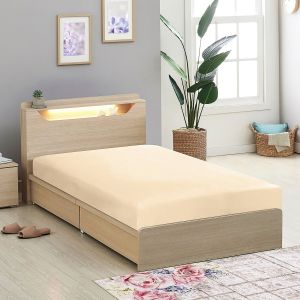 Bavlněné napínací plátěné prostěradlo, s gumou 90x200cm, béžové