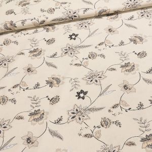 Bavlněné plátno 2664-2497206/06 béžovo-černé květy na béžové, š.150cm (látka v metráži)