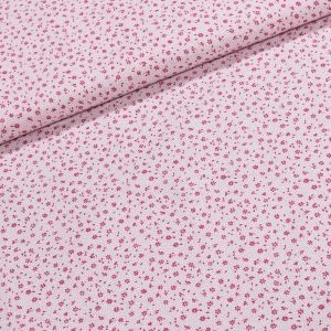 Bavlněné plátno Valerie VA003/25 sytě růžové květinky na bílé, š.160cm (látka v metráži)