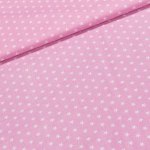 Bavlněné plátno bílé hvězdičky na růžové, š.140cm (látka v metráži)