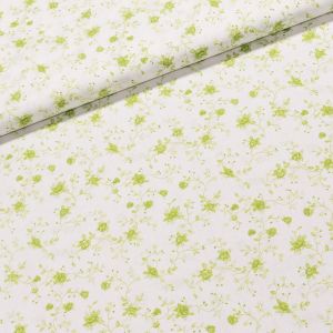 Bavlněné plátno N33 zelené popínavé růžičky na bílé, š.150cm (látka v metráži)