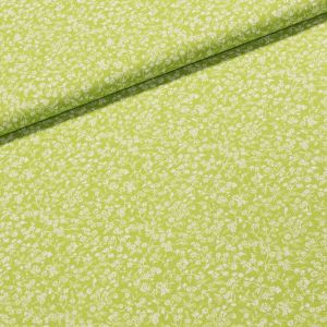 Bavlněné plátno N558 bílé květinky na zelené, š.150cm (látka v metráži)