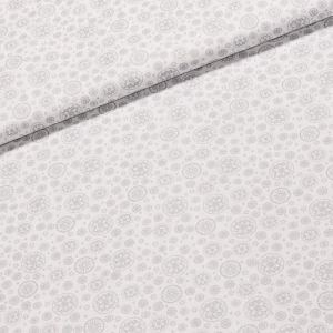 Bavlněné plátno vánoční 1612804/19 stříbrné mandaly na bílé, š.150cm (látka v metráži)