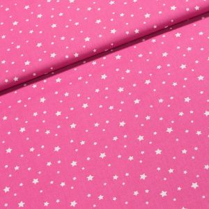 Bavlněné plátno ZETOILE 10B bílé hvězdičky na růžové, š.150cm (látka v metráži)