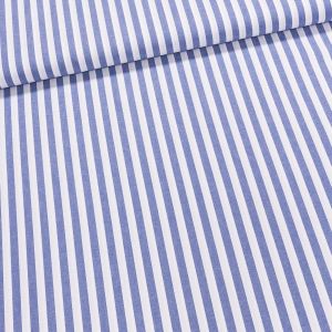 Pravý český bavlněný kanafas JIŘINA P1 02452 proužek 1cm, riflově modrý, š.140cm (látka v metráži)