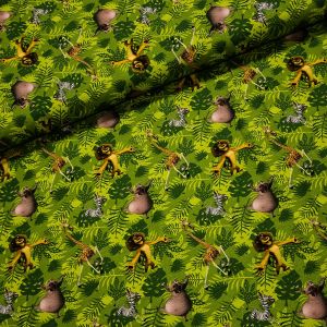 Bavlněný úplet dětský 8617-007 DIGITÁLNÍ TISK MADAGASKAR, zelený, š.140cm (látka v metráži)