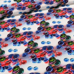 Bavlněný úplet TEPLÁKOVINA 8889216 skleněnky, modro-červená, š.180cm (látka v metráži)