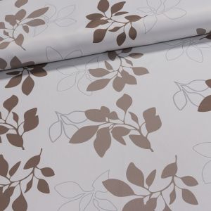 Zatemňovací / termoizolační závěs, blackout 10008-02 béžové větvičky na bílé, šířka 150cm (látka v metráži)