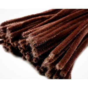 Chlupatý modelovací drát 160281/15, jednobarevná hnědá, průměr 6mm, délka 30cm, (1 balení, 20 kusů)