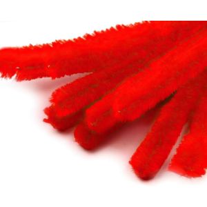Chlupatý modelovací drát 240512/03, jednobarevná červená, průměr 15mm, délka 30cm, (1 balení, 10 kusů)